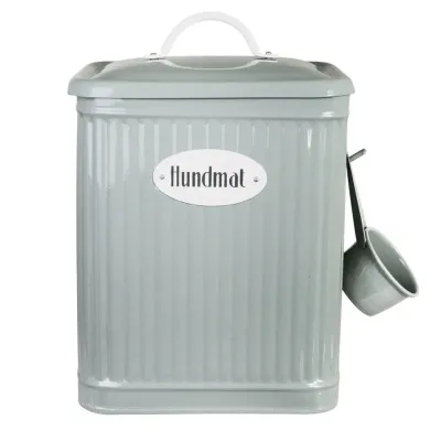 Plåtburk Hugo hundmat i grönt från Strömshaga.