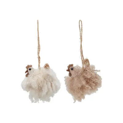 Hanging fluffy Easter hen Fluffy beige and brown from Wikholm Form