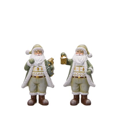 Julfigurer Tomtar Ture Grön 11 cm 2-set med gammaldags gröna tomtar i stickade guldtröjor från Wikholm Form.