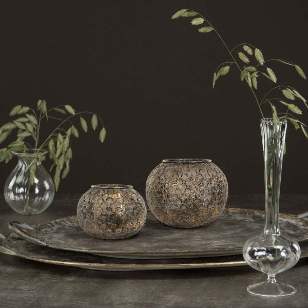 Lantern Alma, Ø12 x H9 cm, golden brown - A lot decoration