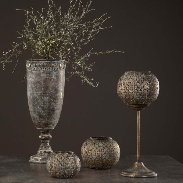 Lantern Alma, Ø12 x H9 cm, golden brown - A lot decoration
