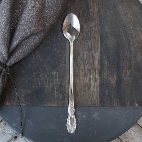 Latte spoon with decor, silver - Chic Antique