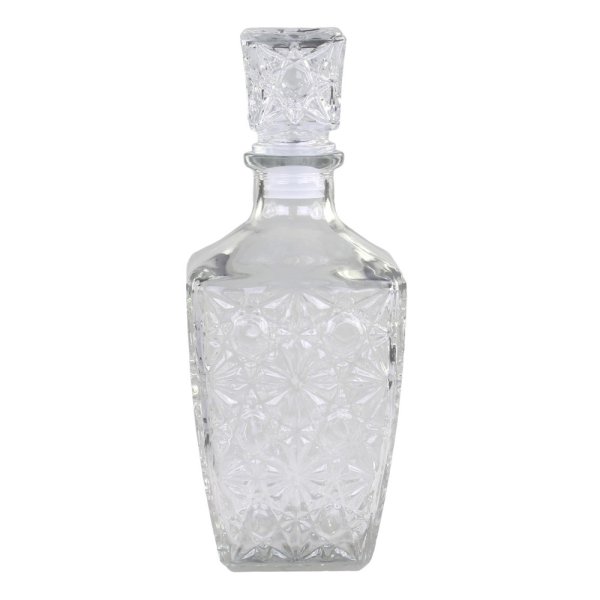 Glass decanter with floral pattern, 800 ml, clear - Chic Antique
