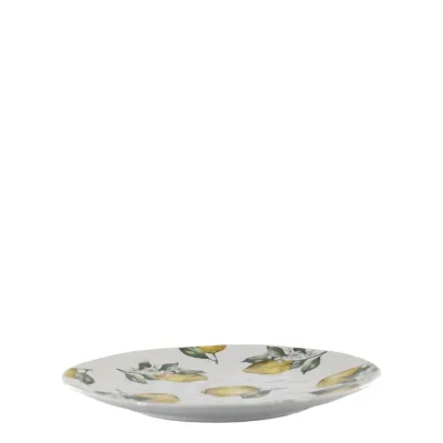 Klassisk cremevit middagstallrik Maison Citron i porslin med mönster av gula citroner, diameter 27,5 cm.