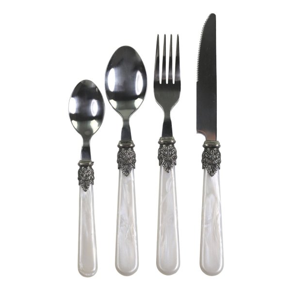 Bestick silverdekor, antik pärlemor, 16 delar - Chic Antique