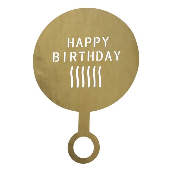 Kaffestencil Happy Birthday, mässing - Chic Antique