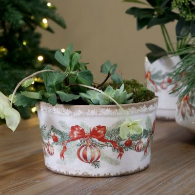 Pot Amélie Rosette & Christmas Ball Cream - Chic Antique