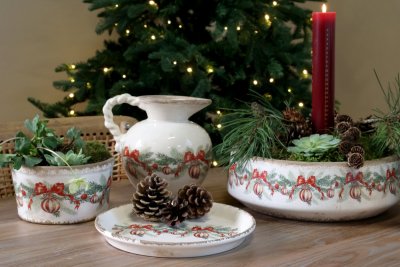 Pot Amélie Rosette & Christmas Ball Cream - Chic Antique