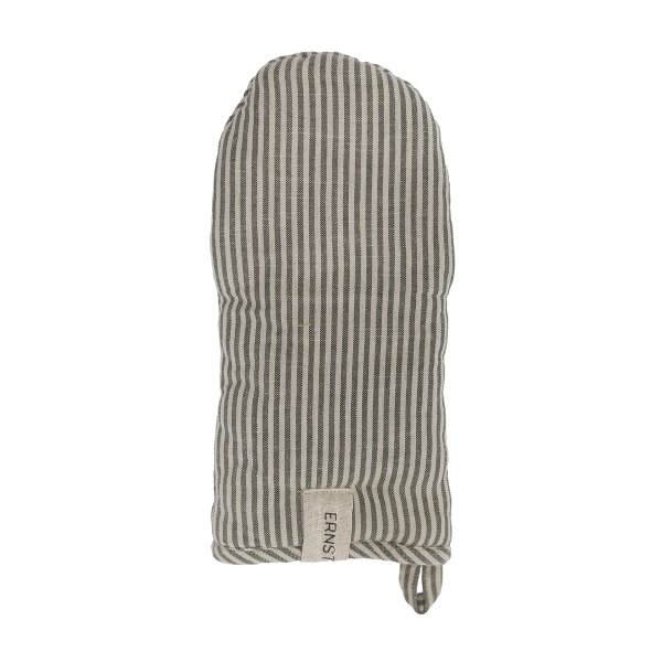Smalrandig grillvante i grön och beige från Ernst.
