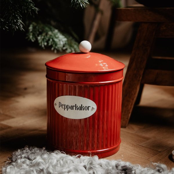 Plåtburk Hugo Pepparkakor, röd - Strömshaga