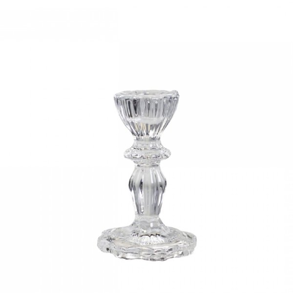 Glasljusstake med blomsterkant, H10 cm klar - Chic Antique