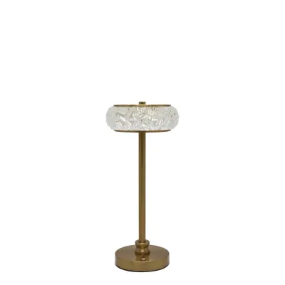 Hög uppladdningsbar bordslampa Celine i antikmässing med touch-funktion från Chic Antique.
