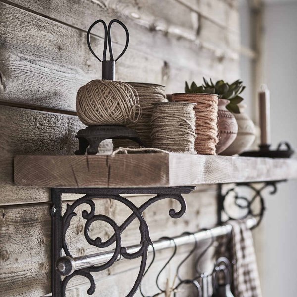 Stringholder cast iron w. scissor & hemp string - Affari