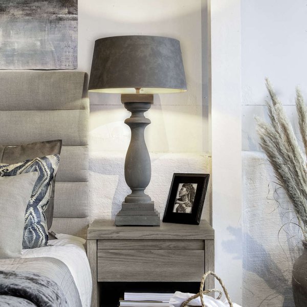 Lampbase Normandie, antique wood, rustic grey, two sizes - Artwood