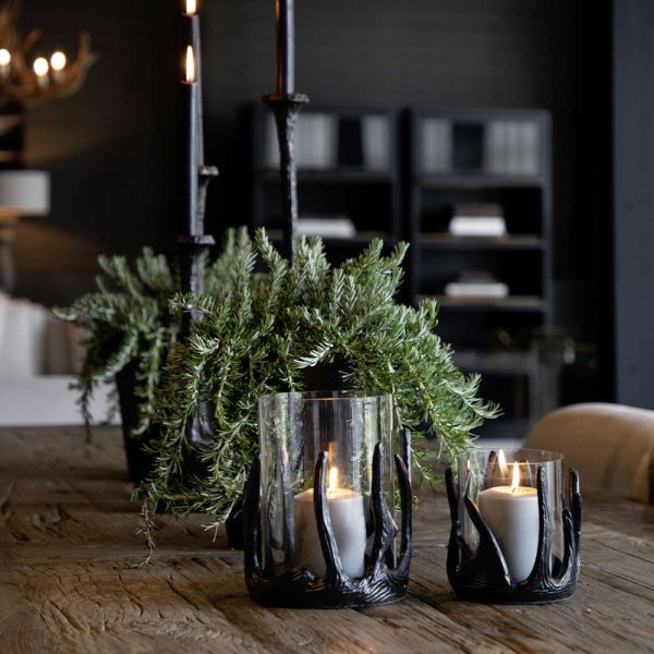 Antler Lanterna, matt svart, två storlekar - Artwood