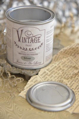 Vintage paint, Silver metallic, 200 ml - Jeanne d'Arc Living