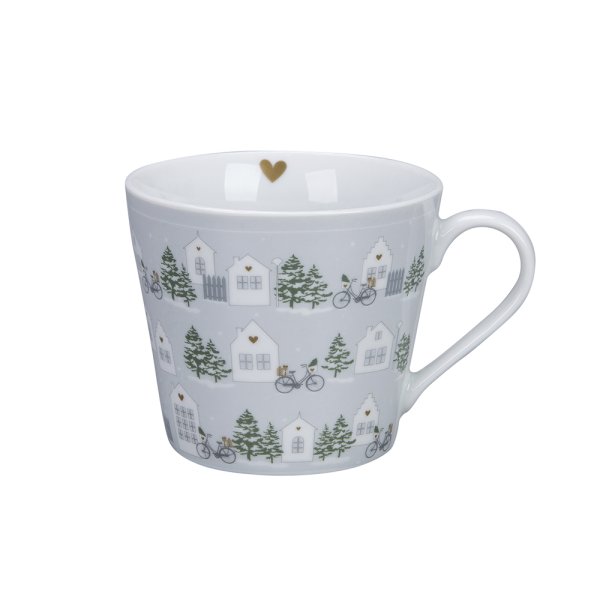 Happy Cup Allover Town, Grey & Red - Krasilnikoff