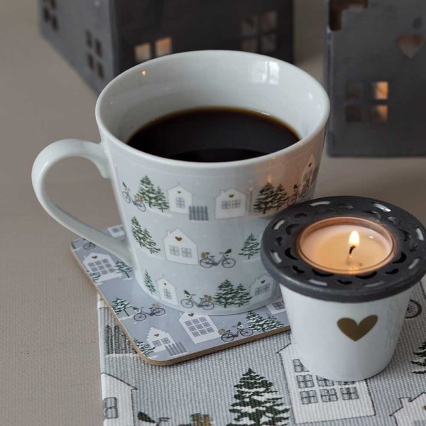 Happy Cup Allover Town, Grey & Red - Krasilnikoff