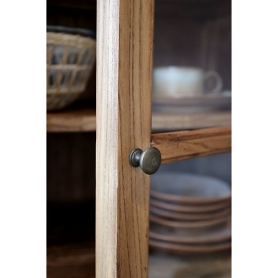 Detail image of knobs for Marseille natural wood display cabinet.
