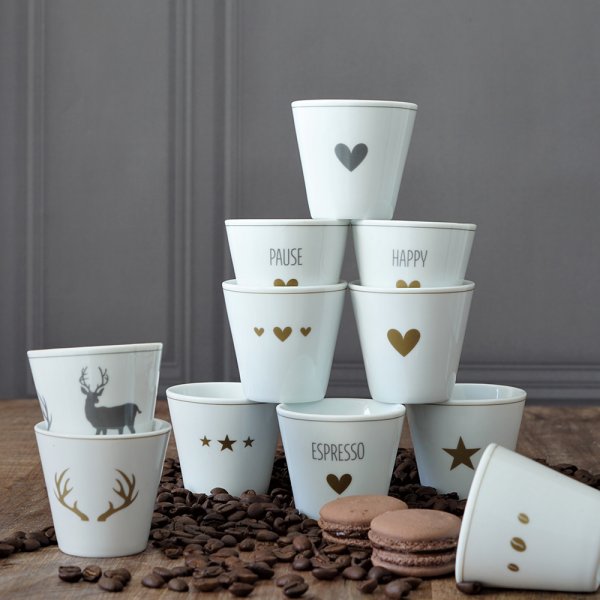 Espresso cup Winter Lodge, White & Grey - Krasilnikoff