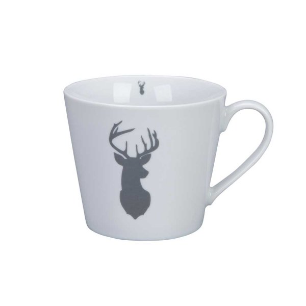 Happy Cup Charcoal Deer, White & Grey - Krasilnikoff