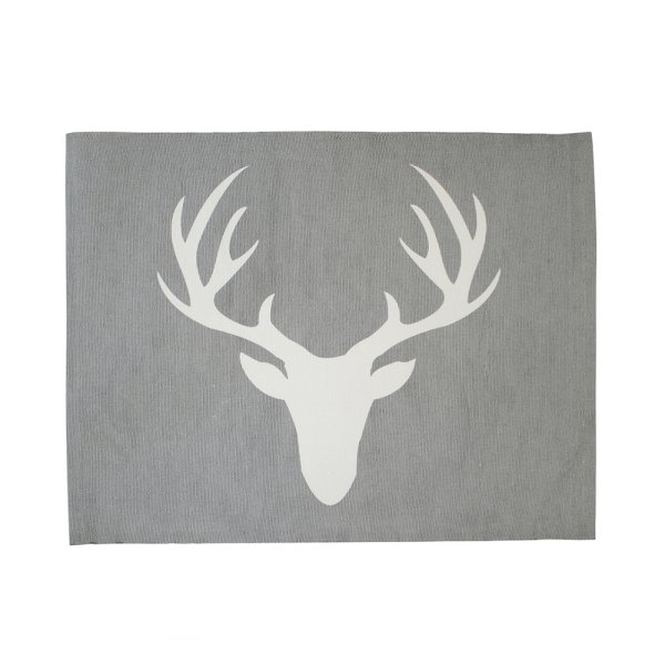 Placemat Antler, 35x45 cm, White on gray - Krasilnikoff
