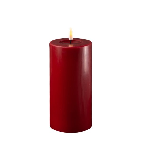 LED Real flame Candle Ø7,5x15 cm, Bordeaux - Deluxe Homeart