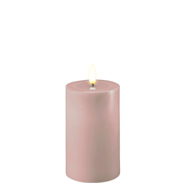 LED Real flame Candle Ø7,5x12,5 cm, Rose - Deluxe Homeart