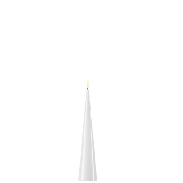 LED Cone Candle Shiny, H20 cm, White - Deluxe Homeart
