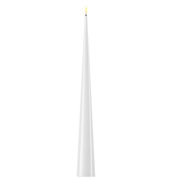 LED Cone Candle Shiny, H38 cm, White - Deluxe Homeart