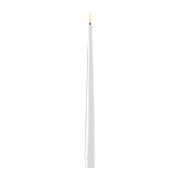 LED Dinner Candle Shiny, Ø2,2x28 cm, 2 pcs, White - Deluxe Homeart