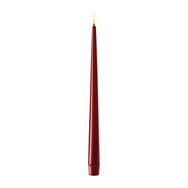 LED Dinner Candle Shiny, Ø2,2x28 cm, 2 pcs, Bordeaux - Deluxe Homeart