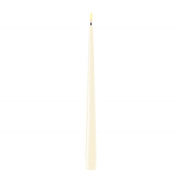 LED Dinner Candle Shiny, Ø2,2x28 cm, 2 pcs, Cream - Deluxe Homeart