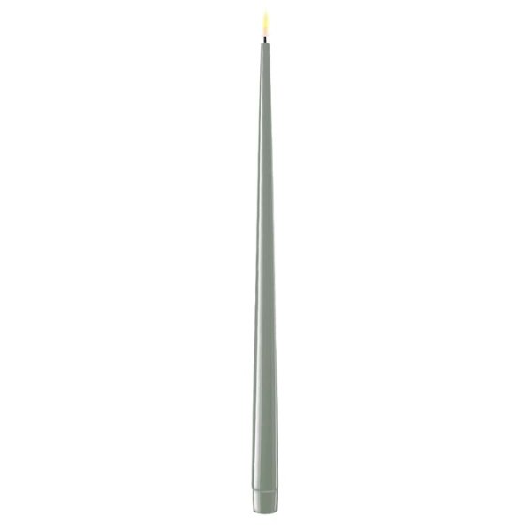 LED Dinner Candle Shiny, Ø2,2x38 cm, 2 pcs, Salvie Green - Deluxe Homeart