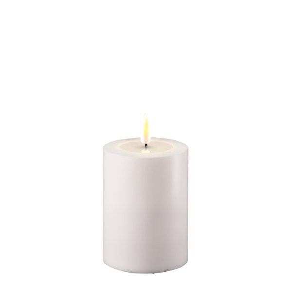 LED Real flame Candle Outdoor, Ø7,5x10 cm, White - Deluxe Homeart