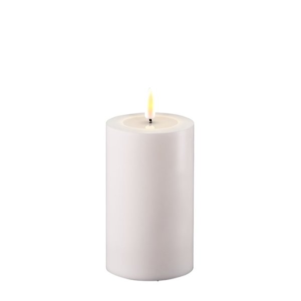 LED Real flame Candle Outdoor, Ø7,5x12,5 cm, White - Deluxe Homeart